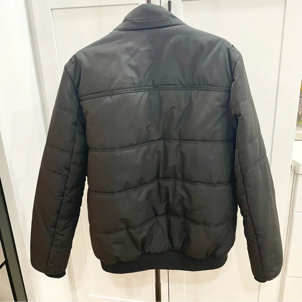 GUESS Men's Duke Quilted Puffer Bomber Jacket Black Large Excellent Condition!